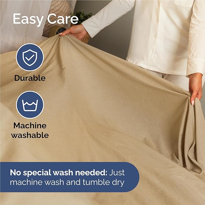 Full 6 Piece Sheet Set - Cooling, Comfy & Breathable - Hotel Luxury Bedding, Includes Fitted Sheet for Women, Men, Kids & Teens - 1 Flat, 1 Fitted Sheet, 4 Pillowcases w/Deep Pockets - Heathered Tan