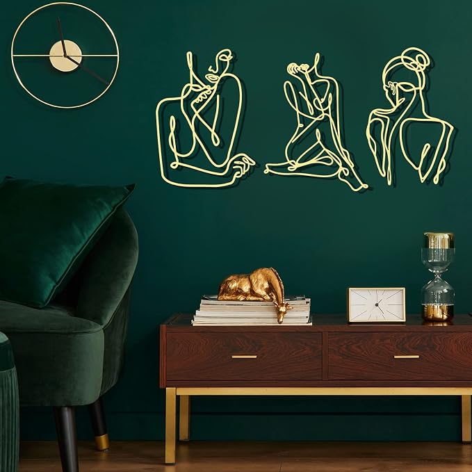 Photect 3 Pcs Metal Wall Art Decor Minimalist Abstract Woman Wall Art Metal - Image 7