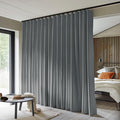 Room Divider Curtains Total Blackout Privacy Curtain Panel Room Thermal Insulated Noise Reduction Curtains for Bedroom Window Living Room Ceiling Track Curtain W 12.5 ft × H 9 ft Dark-Grey