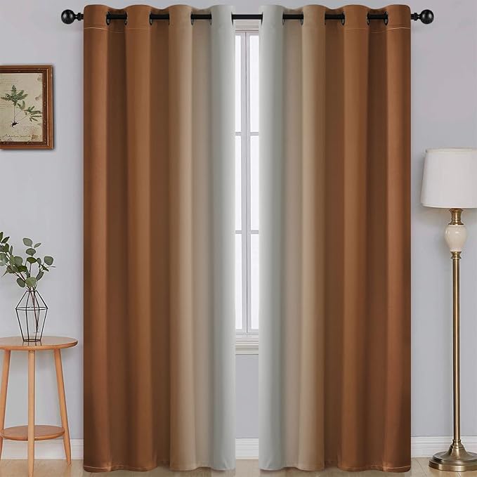 SimpleHome Ombre Burnt Orange to Grey White Curtains by SimpleHome