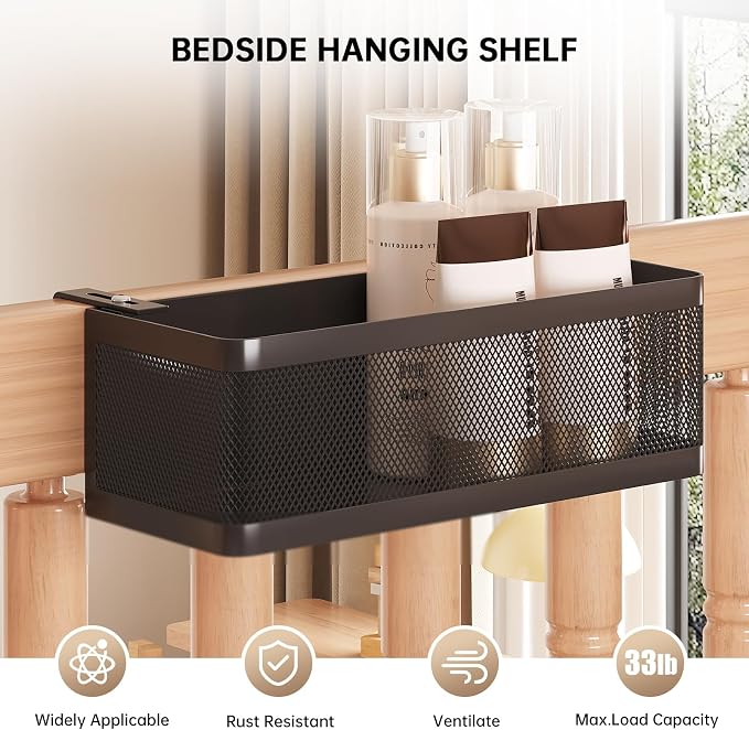 Bedside Caddy Shelf for Bunk Bed, L11in*W4.9in*H3.93in | For Bunk Bed, Office - Image 3