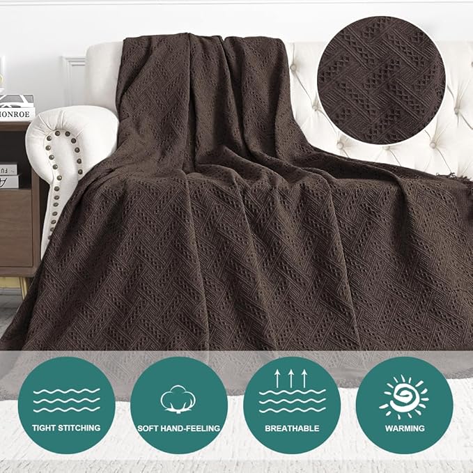 MYSKY HOME Chocolate Sofa Covers for 3 Cushion Couch Geometrical Couch Cover Living Room Sofa Throws Sofa Slipcovers for Pets, Kids (XX-Large, 91" x 134", Chocolate)