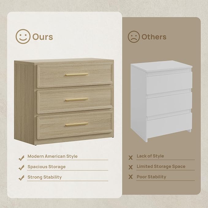 SICOTAS Oversized Nightstands Set of 3 - Image 5