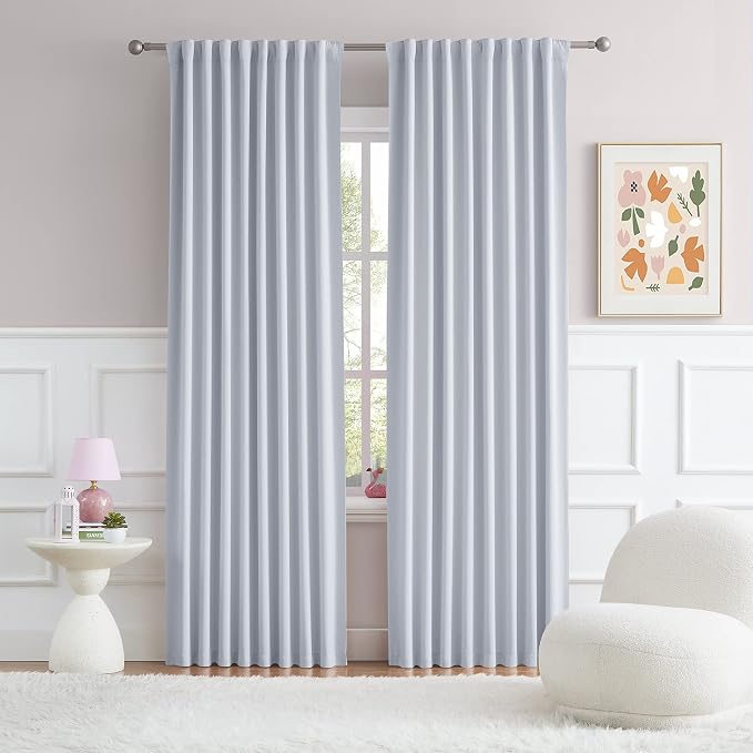 Silver Grey Curtains Room Darkening Curtains, Rod Pocket and Back Tab Thermal by DUALIFE