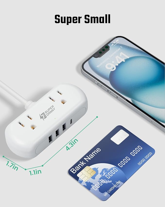 SUPERDANNY Power Strip with USB, Mini Desktop Charging Station with 2 - Image 2