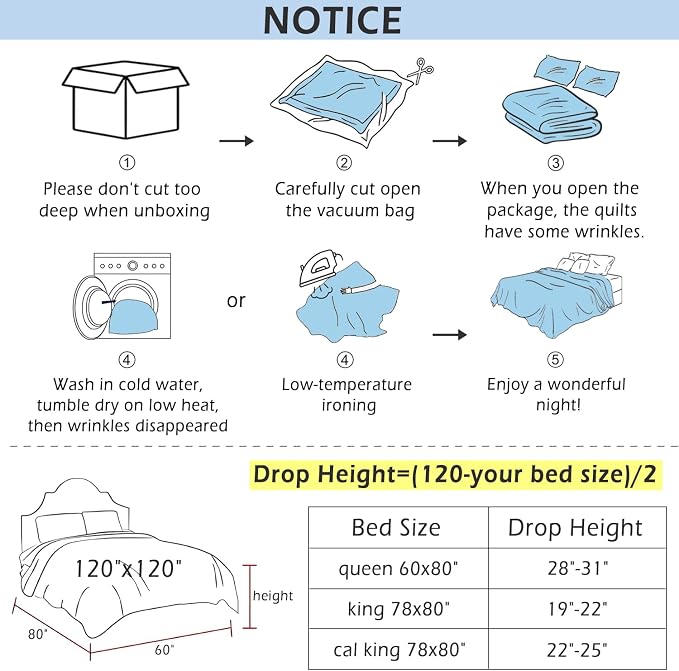 Cmfshape Oversize King Size Bedspread 120"x120", 3 Piece California King Quilt - Image 3