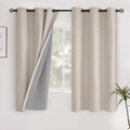 YoungsTex Oatmeal Linen Blackout Curtains 40 Inches Long, Short Room Darkening by YoungsTex