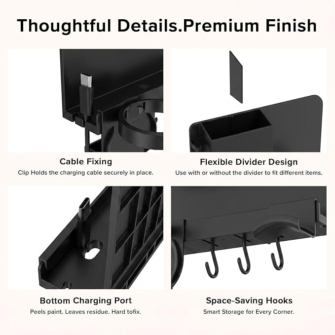 Versatile Bedside Wall Organizer, Floating Bedside Shelves | Ideal - Image 8