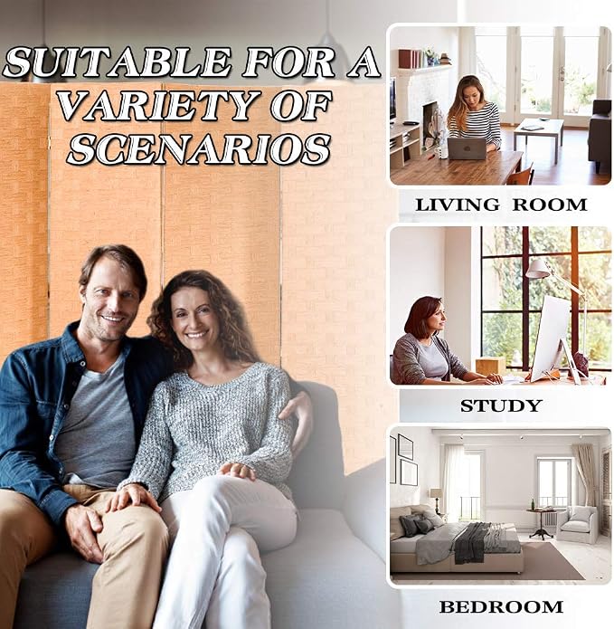 Room Dividers and Folding Privacy Screens 4 Panel 6 ft Foldable Portable Room - Image 6