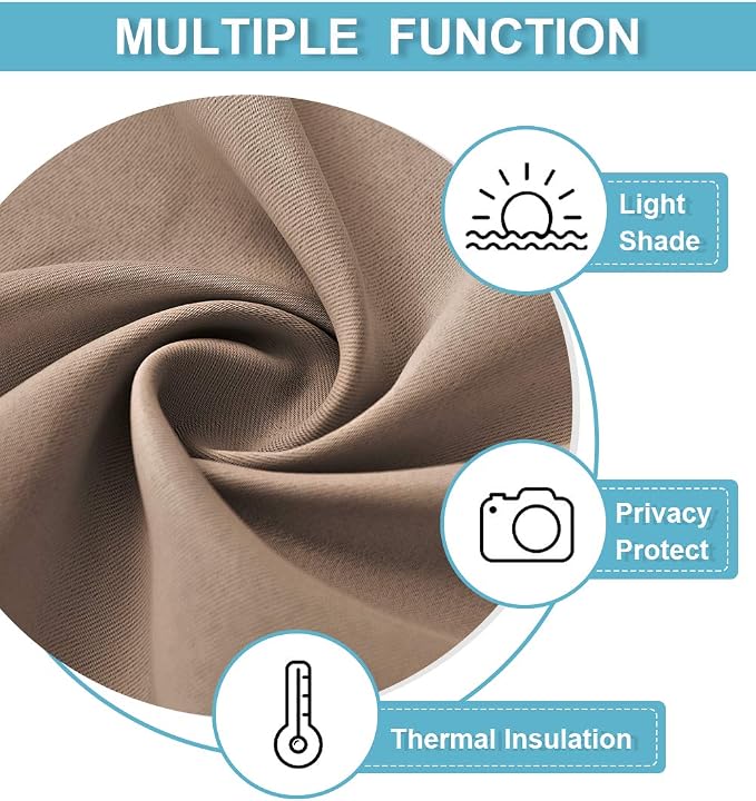 RYB HOME French Door Window Curtain Blackout Blind, W34 x L69, Thermal Insulated - Image 7