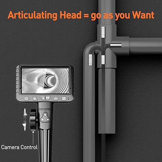 DXZtoz 10FT Articulating Borescope, Inspection Camera with 0.33in Two-Way Steering Snake Camera, Waterproof 1080P Endoscope with Light for Mechanics Electriction Wall Pipe Inspection