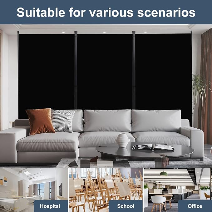 3 Panel Folding Room Divider, Privacy Screen Freestanding Space Separator | 6ft - Image 5