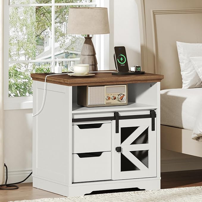 Farmhouse End Table Set of 2, Sofa Side Table - Image 4