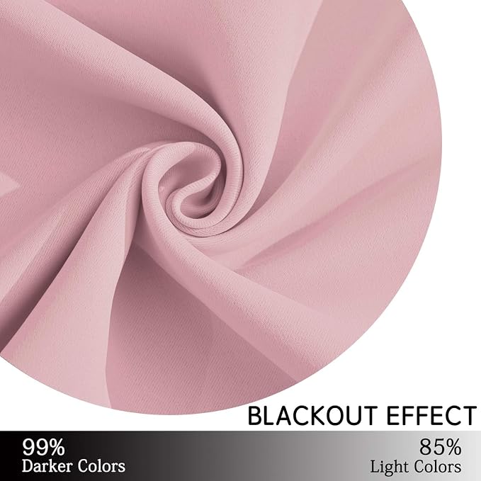 Yakamok Blackout Curtains 38x36 inch Pink Thermal Drapes-Kitchen | 2 panels - Image 5