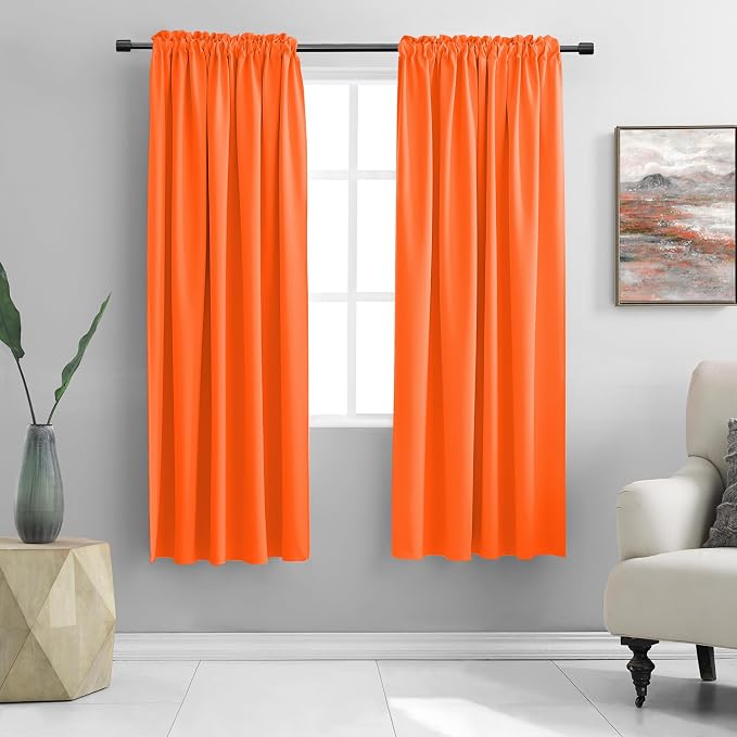 Bright Light Orange Room Darkenging Curtains by DONREN