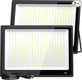 XXBSAZ 300W LED Flood Light Outdoor, High Power Plug-in & Hardwired Commercial Work Light, IP66 Waterproof 6500K Daylight for Parking Lots, Warehouses & Construction Sites (2 Pack)