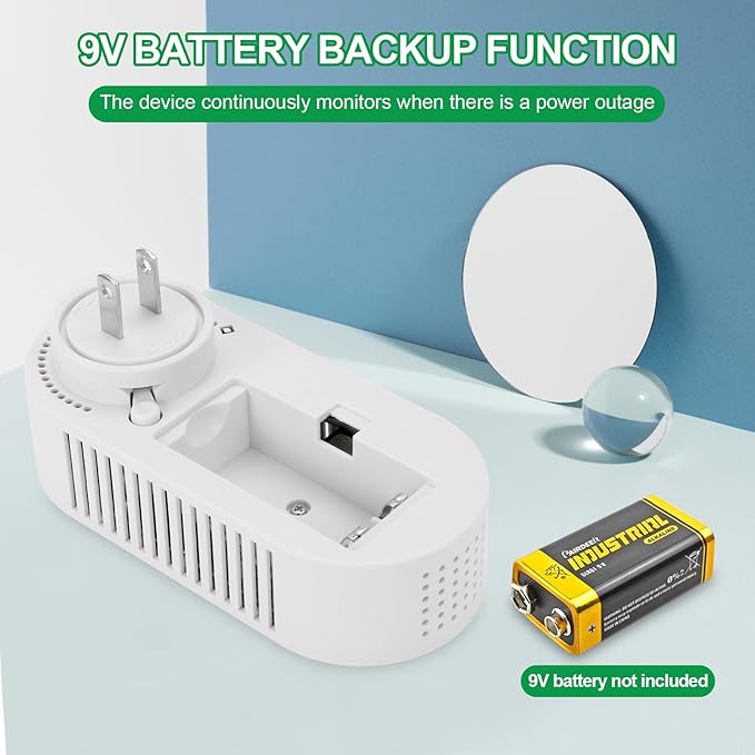 5-in-1 Combination Gas & Carbon Monoxide Detector with Battery Backup,Plug in Natural Gas Detector & CO Alarm with Temperature(°F) & Humidity Sonsor,Propane & CO Detector for Home,RV,Apartment