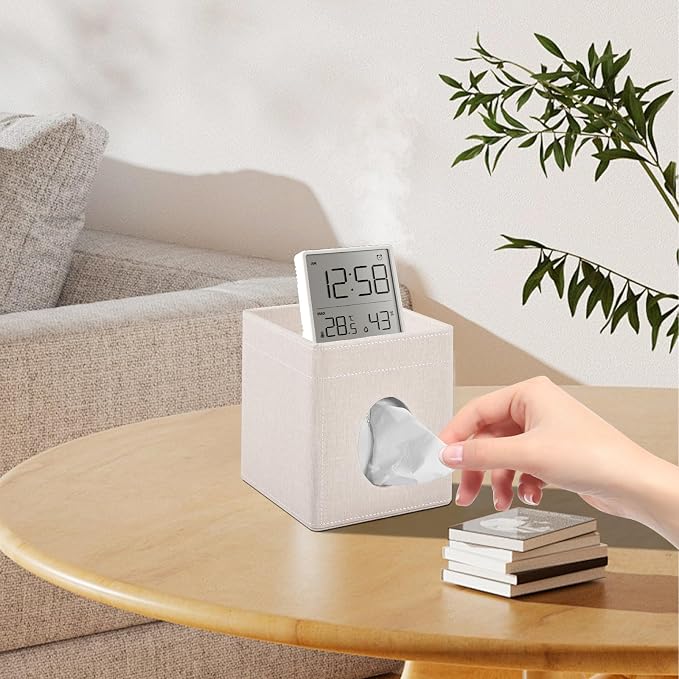 Tissue Box Cover with Storage Tray Square Tissue Box Holder PU Leather Facial - Image 9