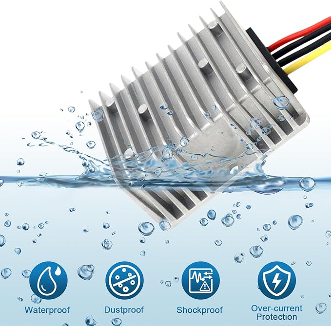 2Pcs DC 24V to 12V 10A 120W Step Down Converter Regulator Waterproof 18V-36V to 12V DC Buck Converter Power Supply Reducer Regulator Voltage Module