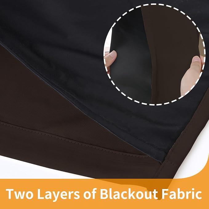 YoungsTex Dark Brown 100% Blackout Curtains 63 Inch Length, Room Darkening - Image 7
