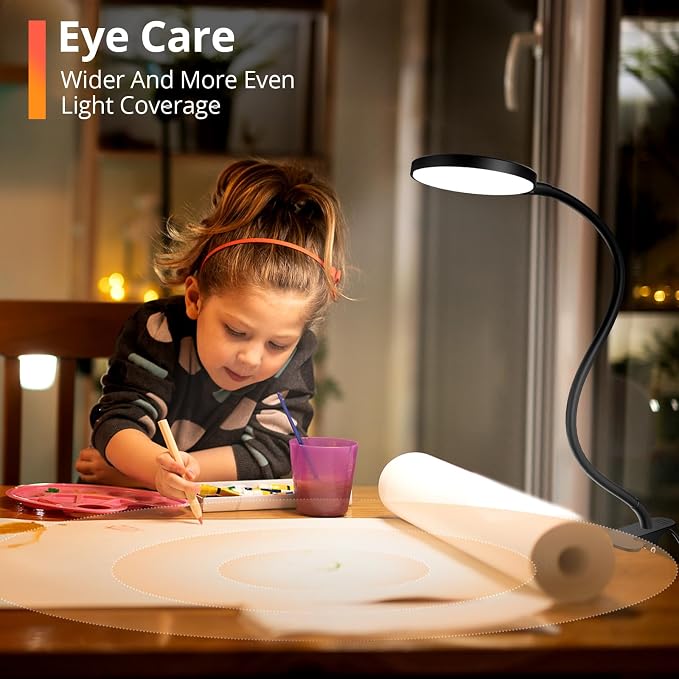 iFalarila Reading Light with Remote, LED Desk Lamp Clip on RA>95 Dimmable - Image 4