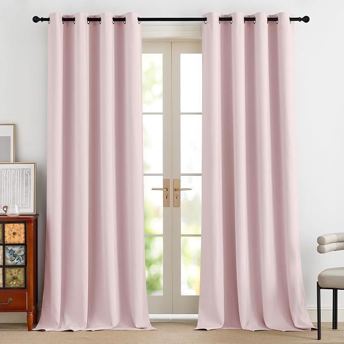 NICETOWN 100% Blackout Pink Curtains 90 inch Long - Image 8