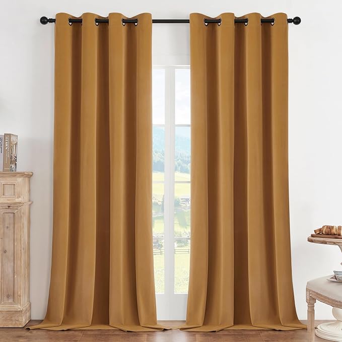 Joydeco 100% Blackout Curtains Velvet Black Out Curtain 72 Inch Drapes | by JOYDECO