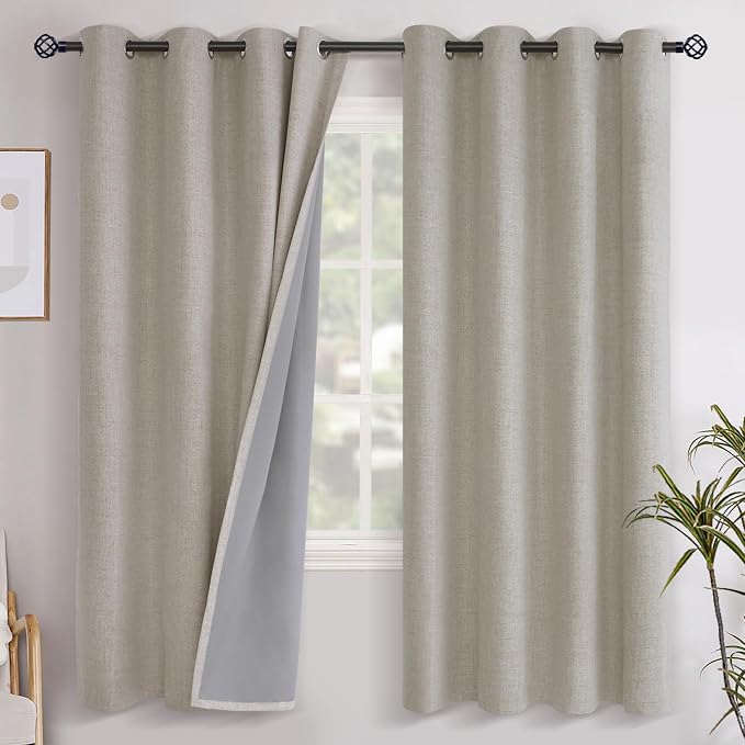 YoungsTex Camel Linen Blackout Curtains 72 Inch Length by YoungsTex