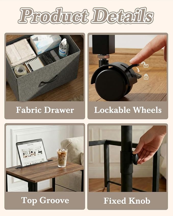 Faesun Swivel Lift Top Nightstand - Image 5