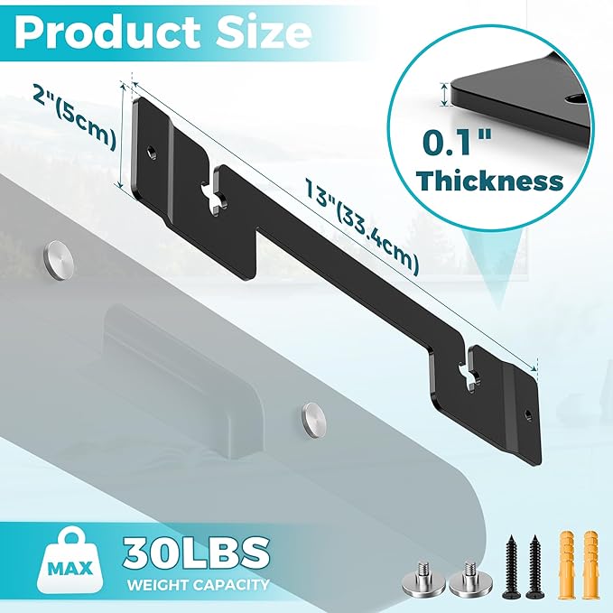 HEIWUKONG Ray Mount Compatible with Sonos Ray Wall Mount, Heavy Duty Rays TV Mount, Hidden Floating Design Soundbar Wall Bracket for Under/Above TV, Black