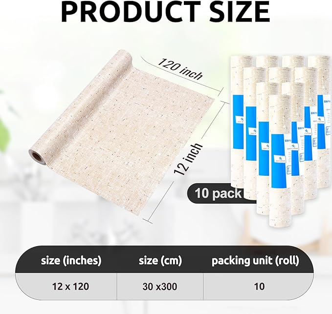 RAY STAR 12X120 Inch Shelf Liner for Kitchen Cabinets, Non-Adhesive Cabinet Liner Washable, PVC Drawer Liner for Dresser Non-Slip Bathroom (Yellow)(10 Roll)