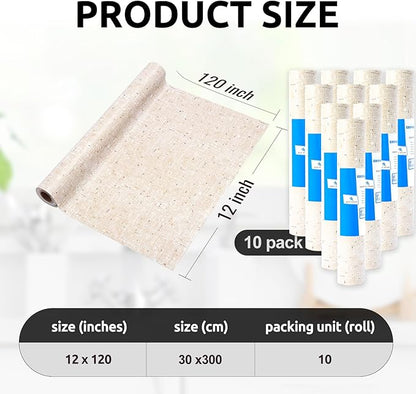 RAY STAR 12X120 Inch Shelf Liner for Kitchen Cabinets, Non-Adhesive Cabinet Liner Washable, PVC Drawer Liner for Dresser Non-Slip Bathroom (Yellow)(10 Roll)