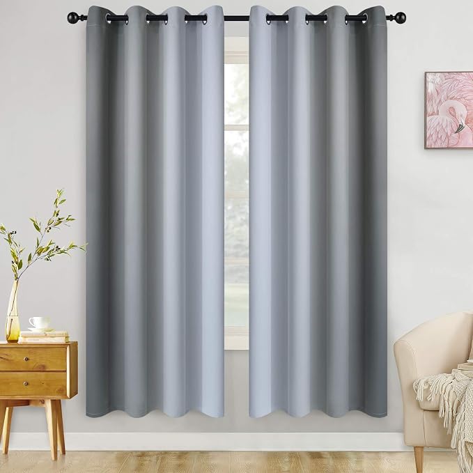 COSVIYA Curtains & Drapes Grommet Ombre Grey/Gray Curtains W52 x L72 Inch | by COSVIYA