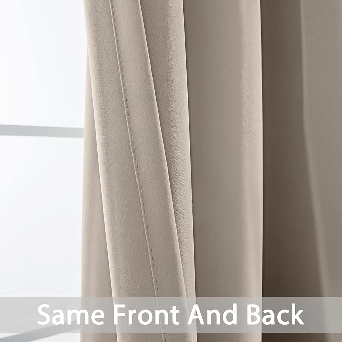 Yakamok Blackout Curtains 38x72 inch Natural Thermal Drapes-Bedroom | 2 panels - Image 4