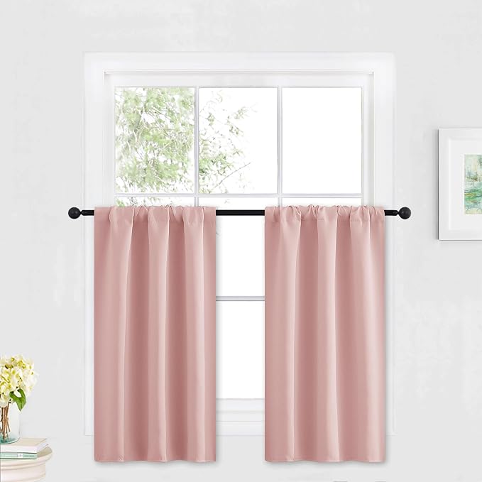 RYB HOME Kitchen Blackout Curtains Over Sink 36 inch Length, Rod Pocket | by RYBHOME