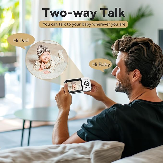 ebemate WiFi Video Baby Monitor,2.8" Display with 1080P Camera,No Glow Night Vision,2-Way Talk & 1200Ft Long Range,WiFi On/Off Cam Baby Monitoring EBS28