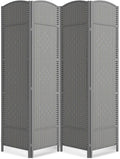 4 Panel Folding Room Divider, Woven Privacy Screen, handcrafted diamond pattern by cocosica
