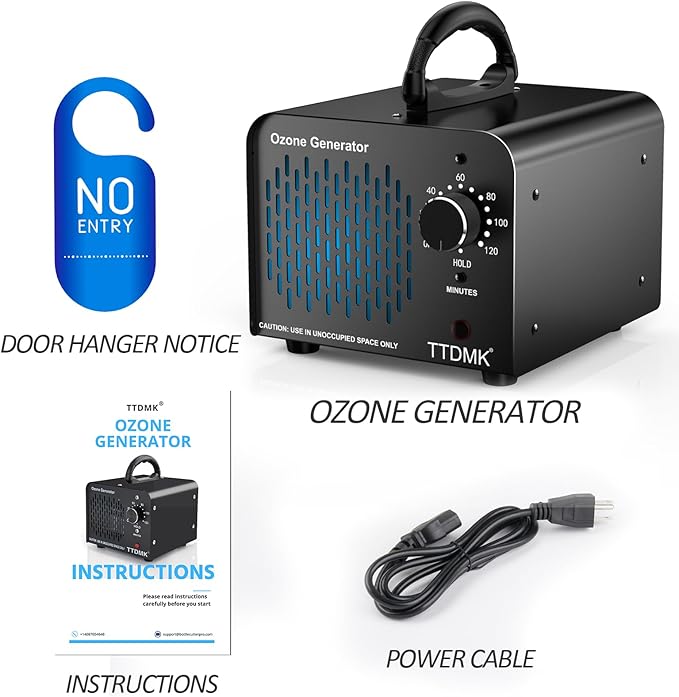 Ozone Generator 128,000mg/h, Commercial Ozone Machine Odor Removal, High Capacity Ozone Machine, Home Ozone Generator for Car, Home, Smoke, Pet, etc (Black) - by TTDMK