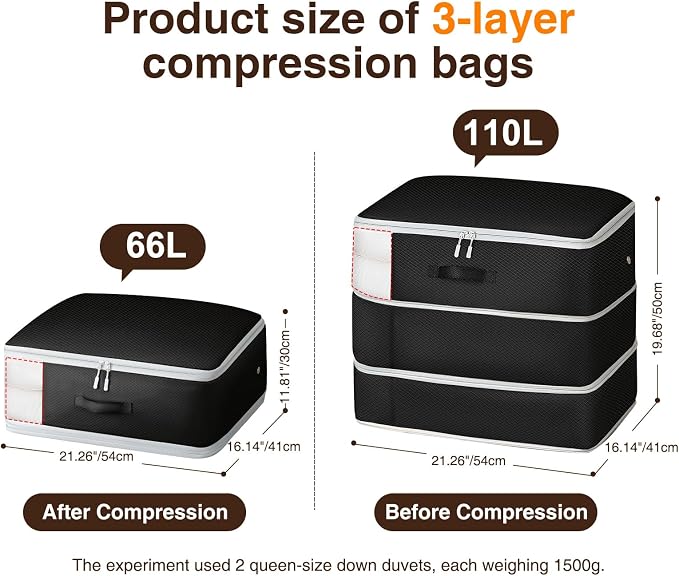 2 Pack Compression Storage Bags - 110L Large Capacity Comforter Storage Bag - Image 2