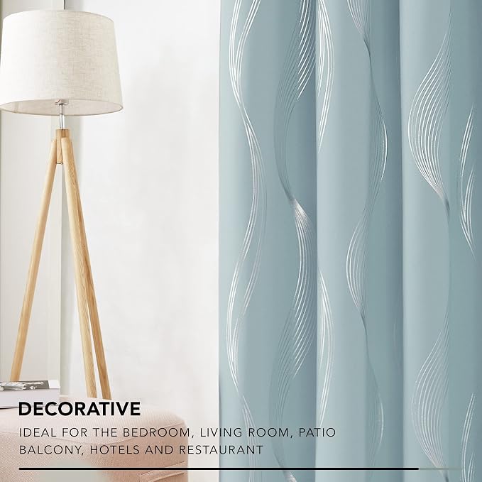 Deconovo Curtains for Living Room, Pattern Blackout Curtains 63 Inches Long | - Image 3