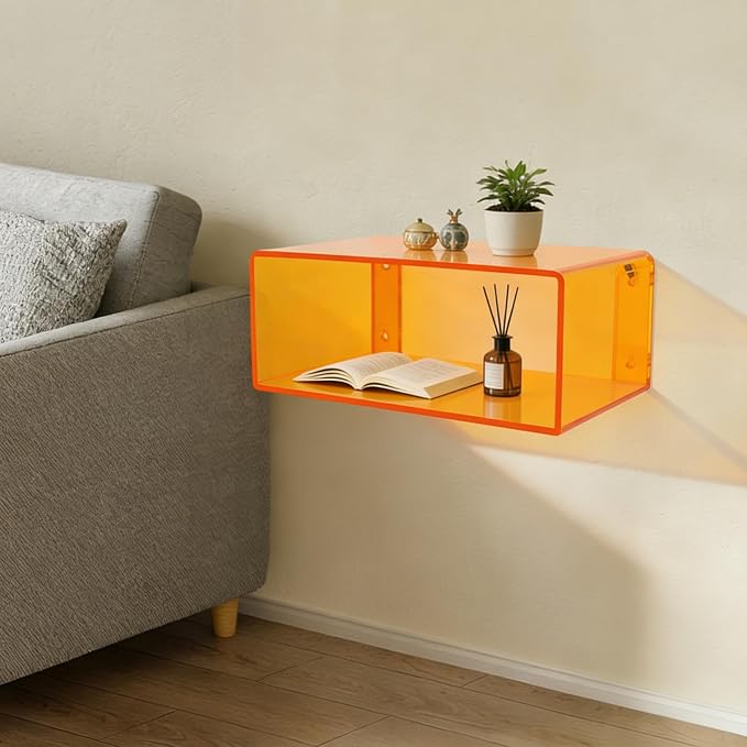 Acrylic Floating Nightstand, Nightstand Shelf Wall Mounted Bedside Shelf - Image 4