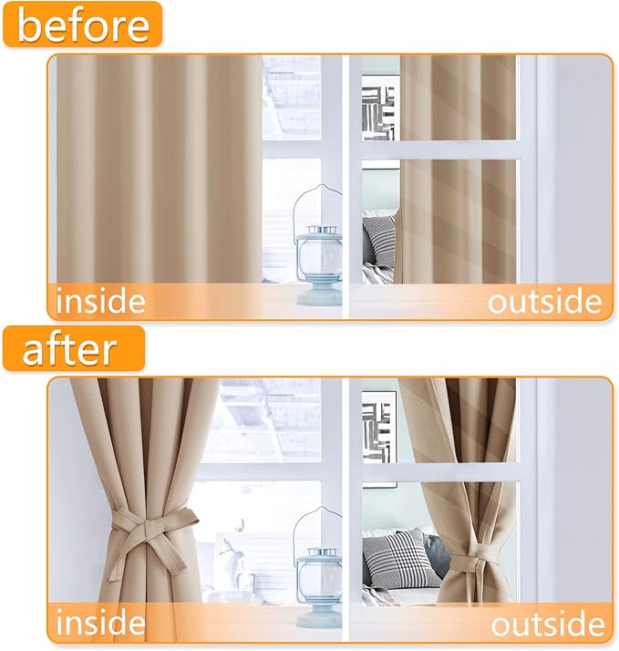 Blackout Curtains for Bedroom, 2 Drape Panels, 42 x 54 Inch | Thermal Insulated - Image 5
