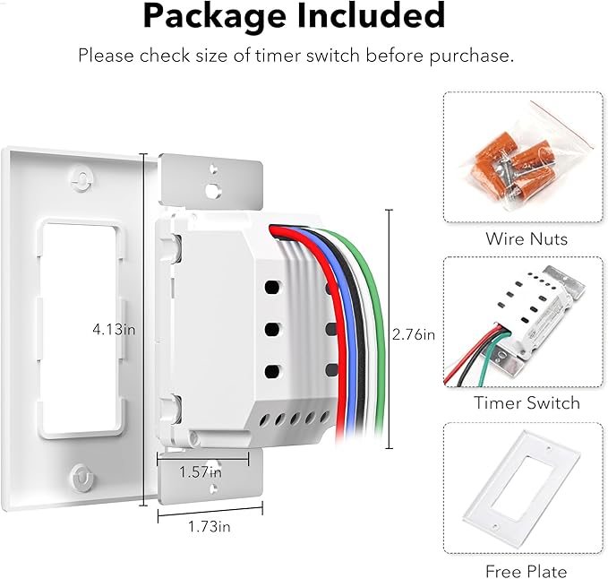 BN-LINK 7 Day Programmable in-Wall Timer Switch for Lights, Digital Light Switch Timer Indoor, Single Pole and 3 Way (Compatible with SPDT) Both Use, Neutral Wire Required, No Backlight, ETL Listed