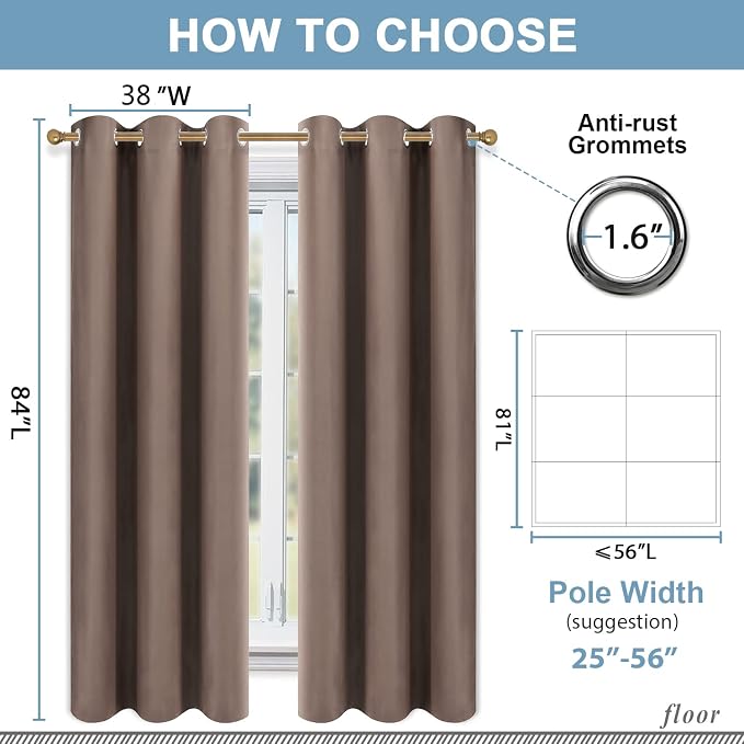 Diraysid Cappuccino Grommet Blackout Curtains - Image 3