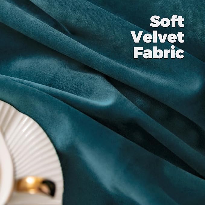 BGment Teal Velvet Room Darkening Curtains 96 Inches Long - Image 5