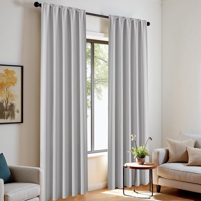 CUCRAF Grayish White Blackout Curtains 84 inch Length 2 Panels Set, Rod Pocket - Image 8