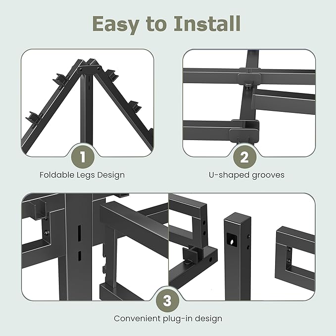 NKZ Full Size Bed Frame 14 Inch, Metal Bed Frame & Box Spring 2 in 1 Platform with Round Corner Legs, 4000lbs Weight Capacity Reinforced Metal Frame, Headboard Hole, Noise-Free, Easy Assembly