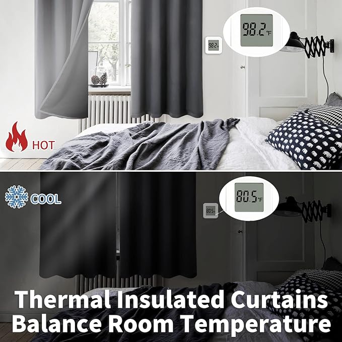 BGment Dark Grey Blackout Curtains for Bedroom Window 84 Inch Length 2 Panels Set, 100% Light Blocking Thermal Insulated Grommet Drapes for Living Room Darkening with Black Liner, 52 Inch Wide Each