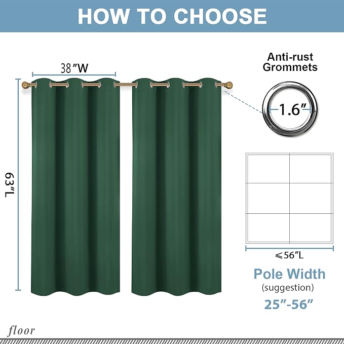 Diraysid Green Grommet Blackout Curtains - Image 6