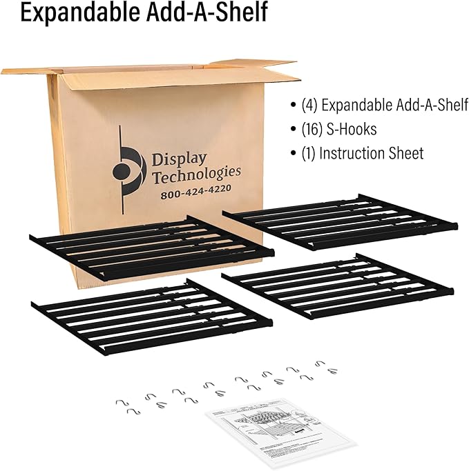 Display Technologies Cold Vault Expandable Add-A-Shelf (Pack of 4) - Maximize Storage and Organization in Your Cold Storage, Drink Organizer for Cans, Bottles and More